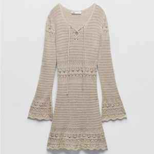 ZARA Pointelle Knit Dress Women's Size Small